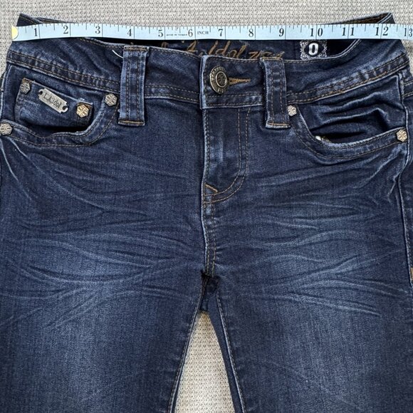 LA Idol USA Womens Blue Denim Capri Jeans Straight Leg Low Rise Size 0 W26/L18 - Picture 8 of 13